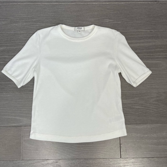 AGOLDE Relaxed Rib Tee In White Crop Crew Neck Basic Minimalist A7084-1096 XS - Picture 9 of 10